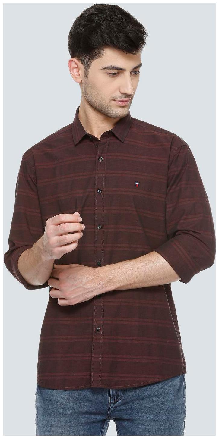 

Louis Philippe Men Maroon Horizontal Stripes Slim Fit Casual Shirt