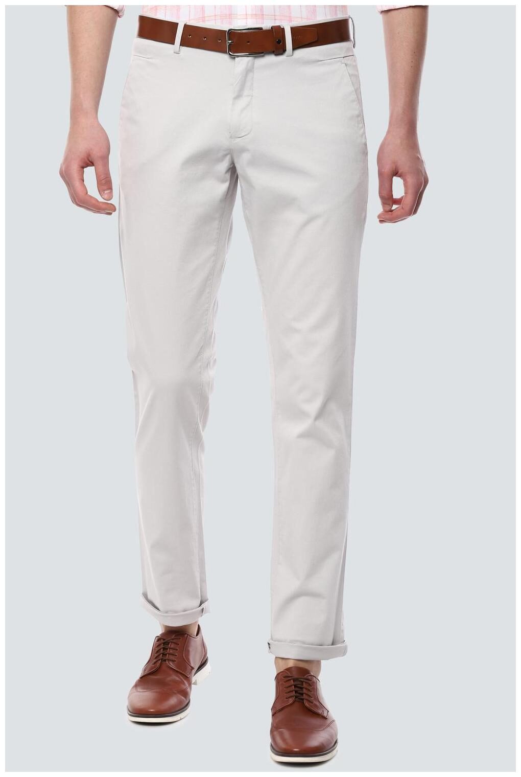 

Louis Philippe Men Grey Textured Slim fit Regular trousers