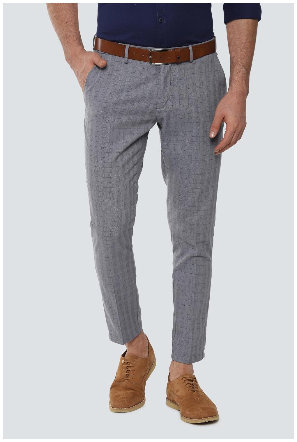 

Louis Philippe Men Grey Checked Slim fit Regular trousers