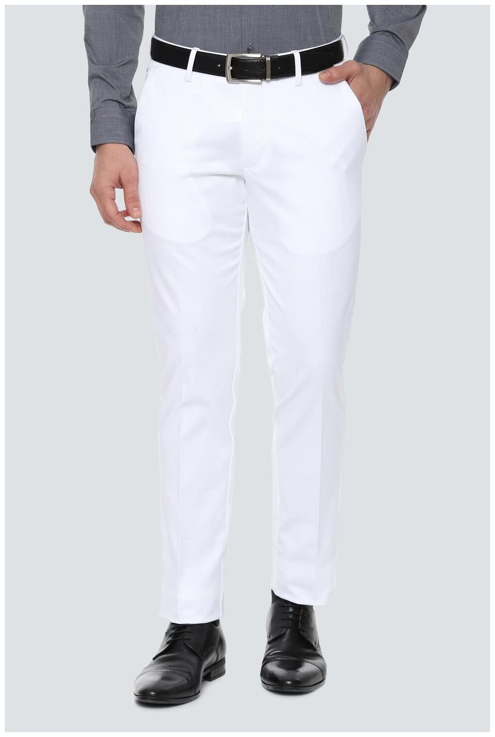 

Louis Philippe Men Textured Slim Fit Formal Trouser - White