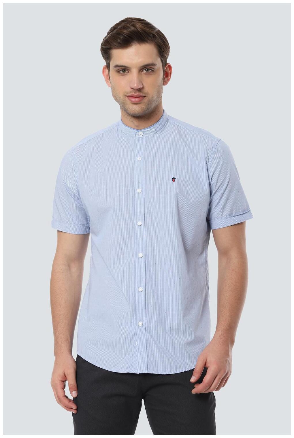

Louis Philippe Men Blue Vertical Stripes Slim Fit Casual Shirt