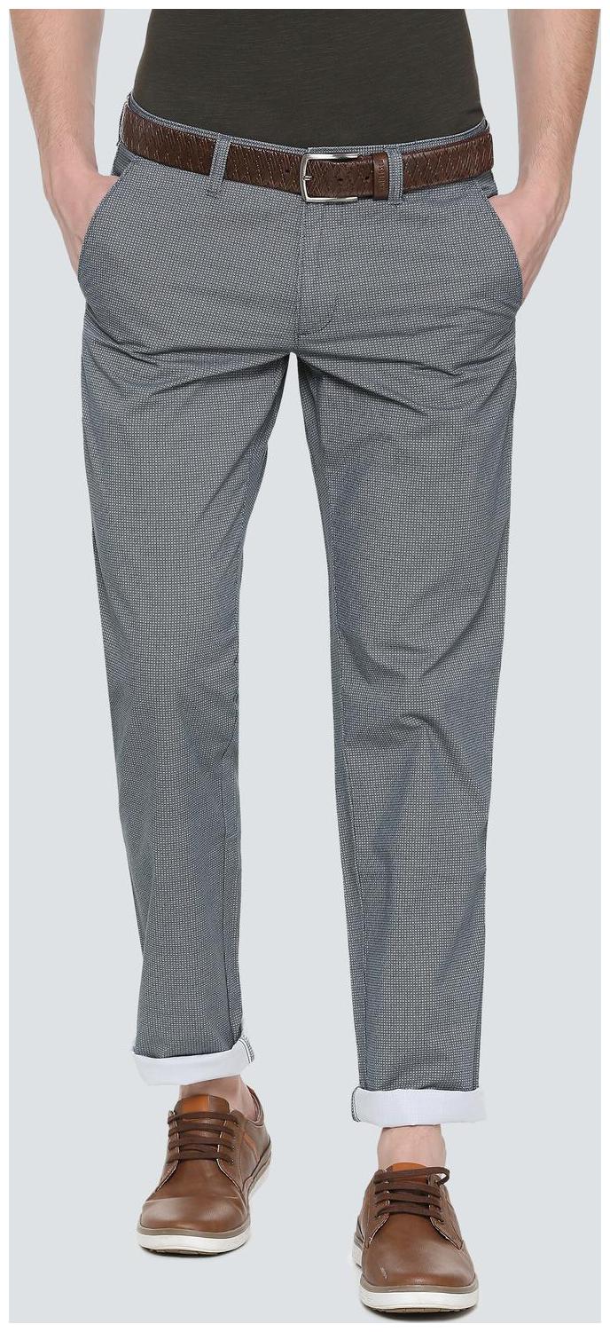 

Louis Philippe Men Grey Printed Slim fit Regular trousers
