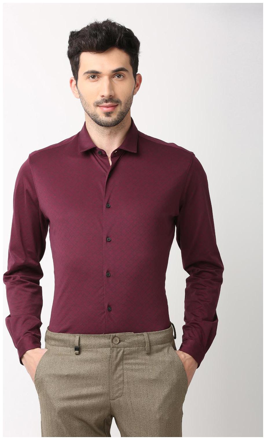 

Louis Philippe Men Maroon Printed Super Slim Fit Casual Shirt
