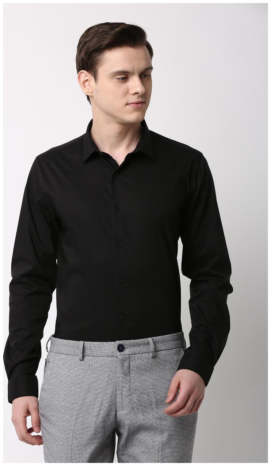 

Louis Philippe Men Black Solid Super Slim Fit Casual Shirt