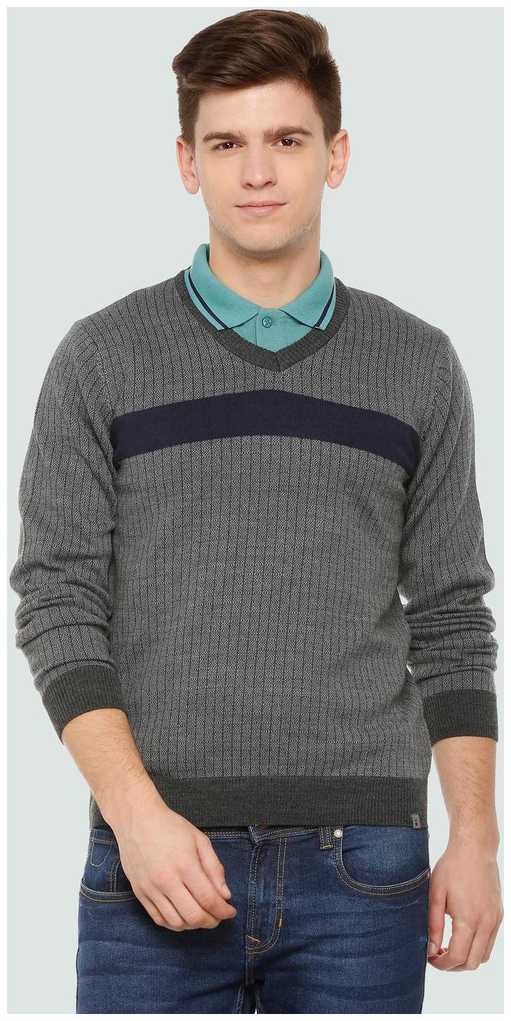

Louis Philippe Men Grey Round neck Pullover
