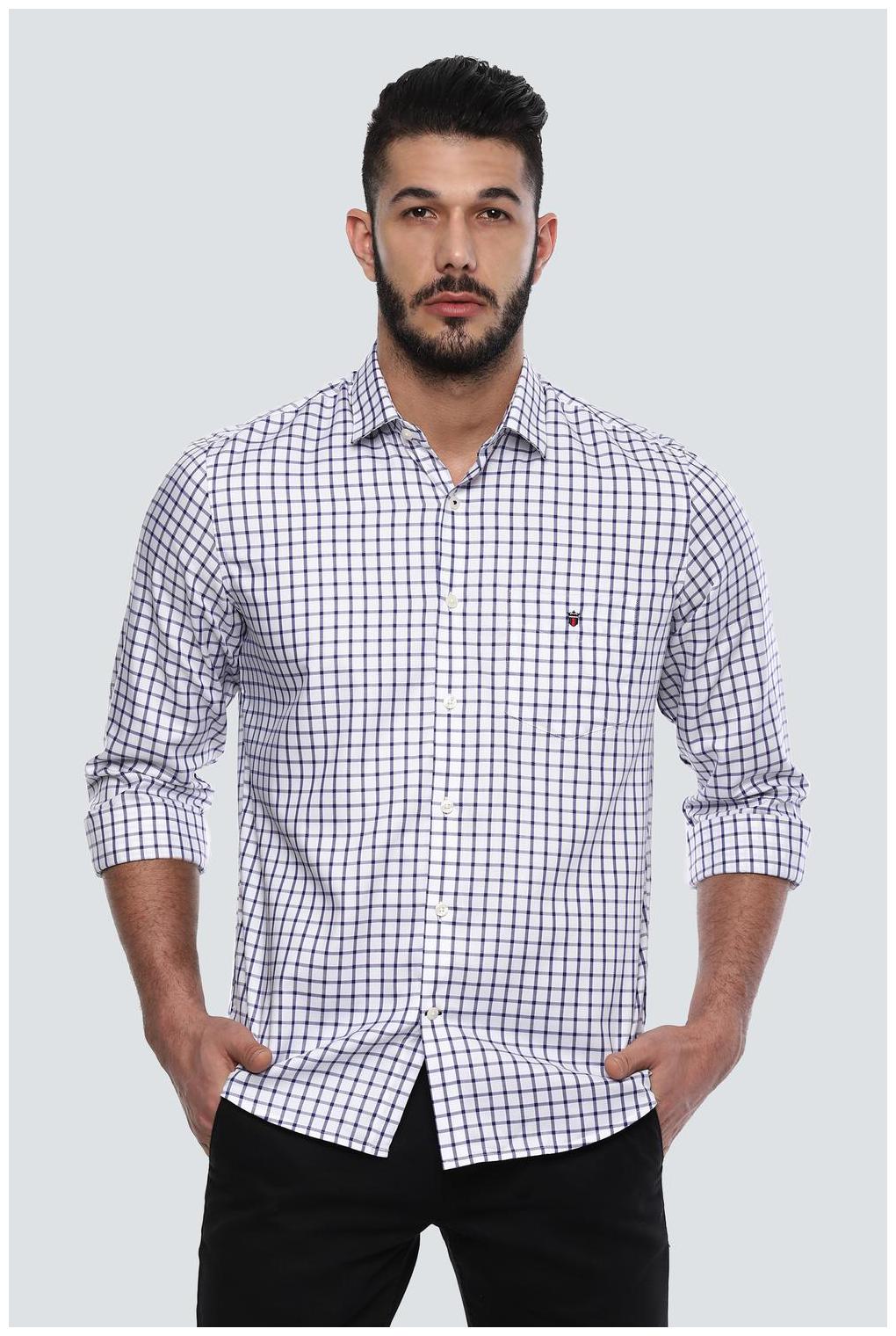 

Louis Philippe Men Blue Checked Slim Fit Casual Shirt