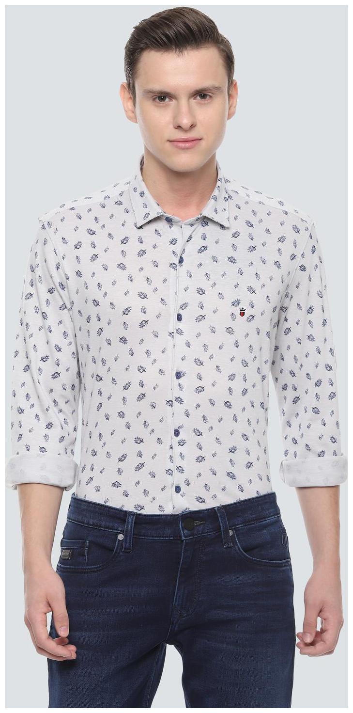 

Louis Philippe Men Grey Printed Slim Fit Casual Shirt