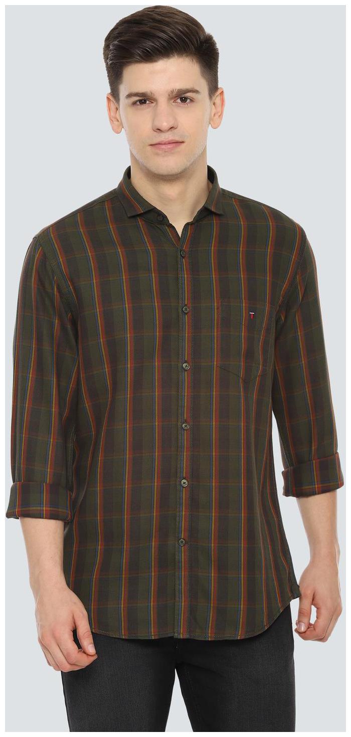 

Louis Philippe Men Green Checked Super Slim Fit Casual Shirt