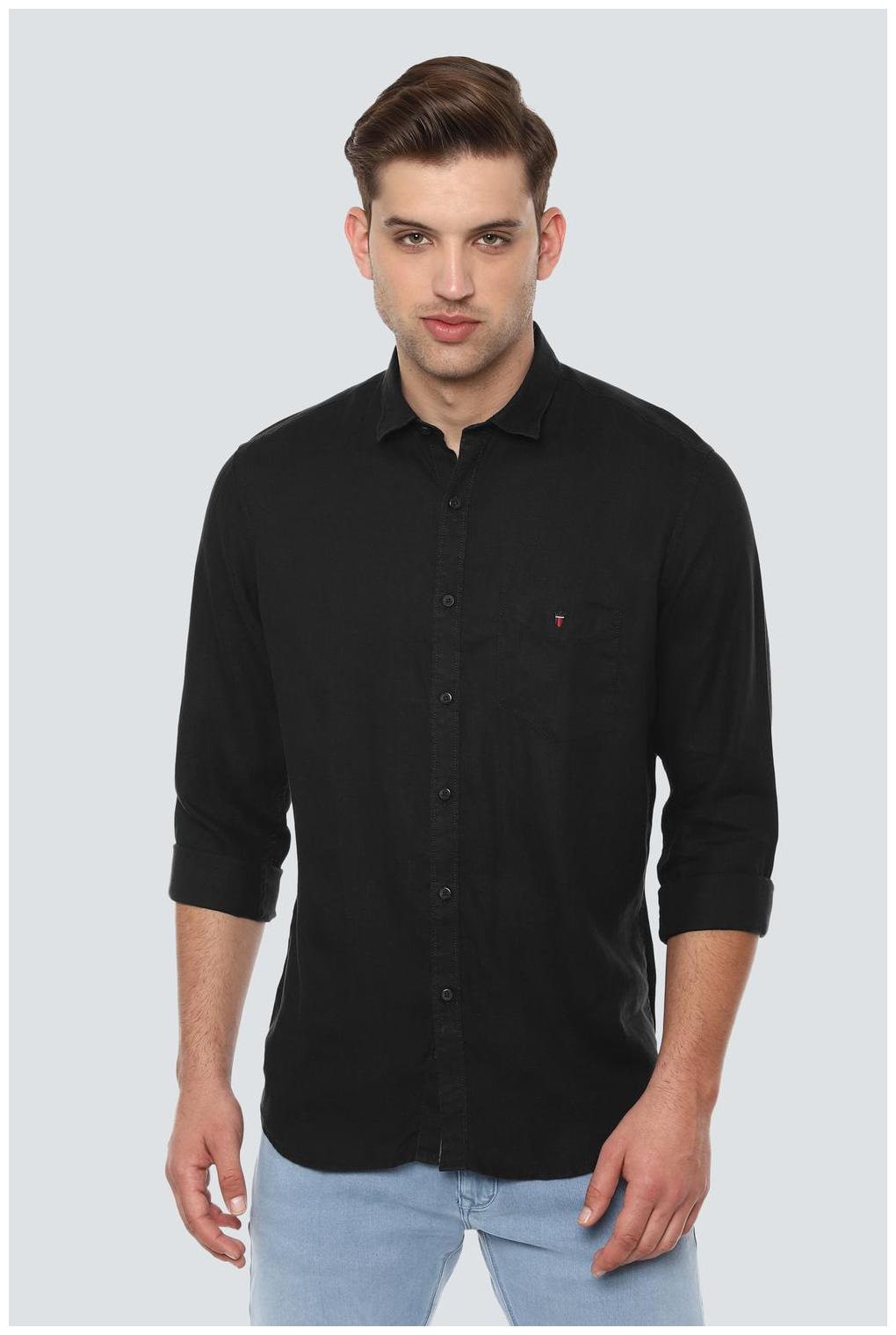 

Louis Philippe Men Black Solid Slim Fit Casual Shirt