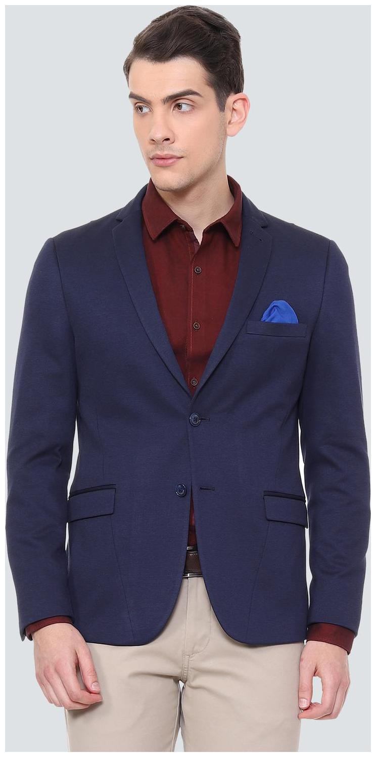 

Louis Philippe Men Blue Textured Slim fit Single Breasted Blazer