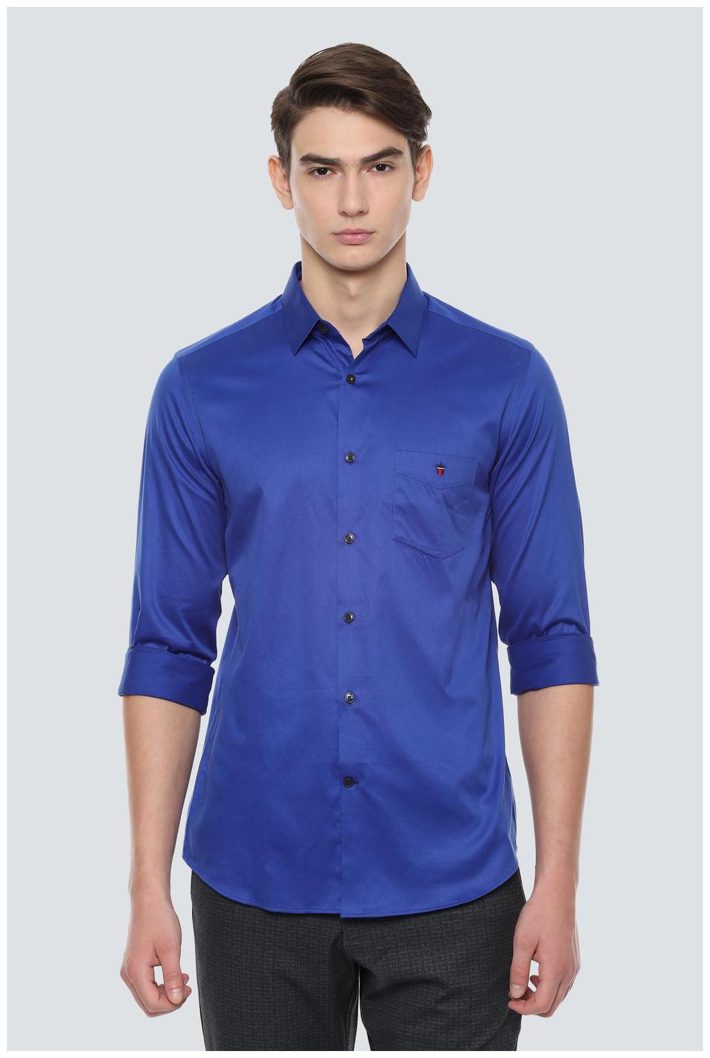 

Louis Philippe Men Blue Solid Super Slim Fit Casual Shirt