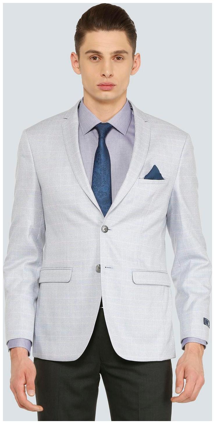 

Louis Philippe Men Grey Checked Slim fit Single Breasted Blazer