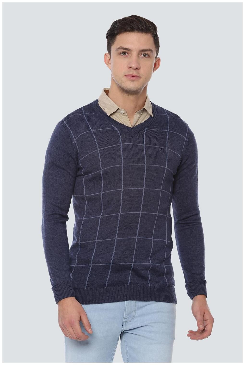 

Louis Philippe Men Blended Pullover Blue