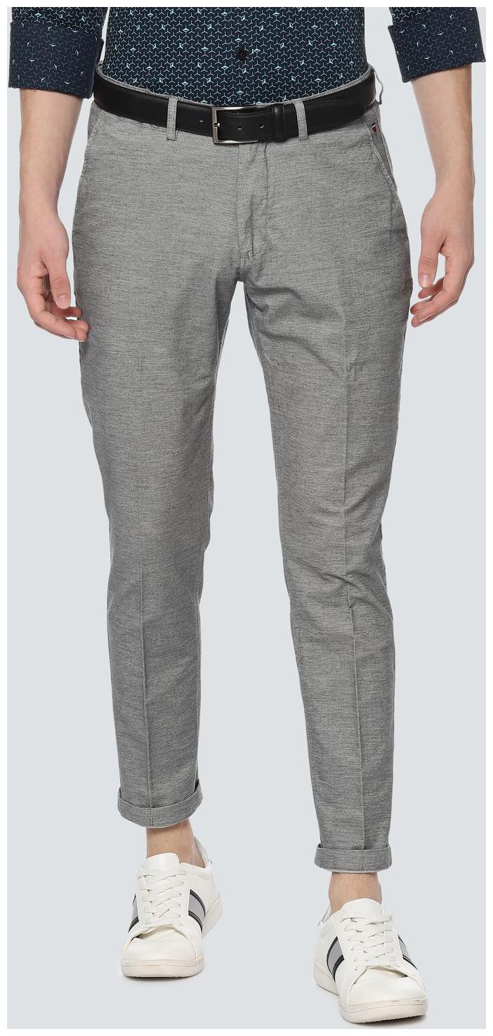 

Louis Philippe Men Grey Textured Regular fit Regular trousers