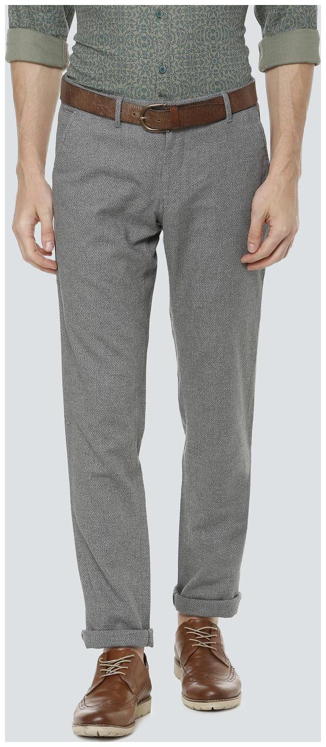 

Louis Philippe Men Grey Textured Slim fit Regular trousers