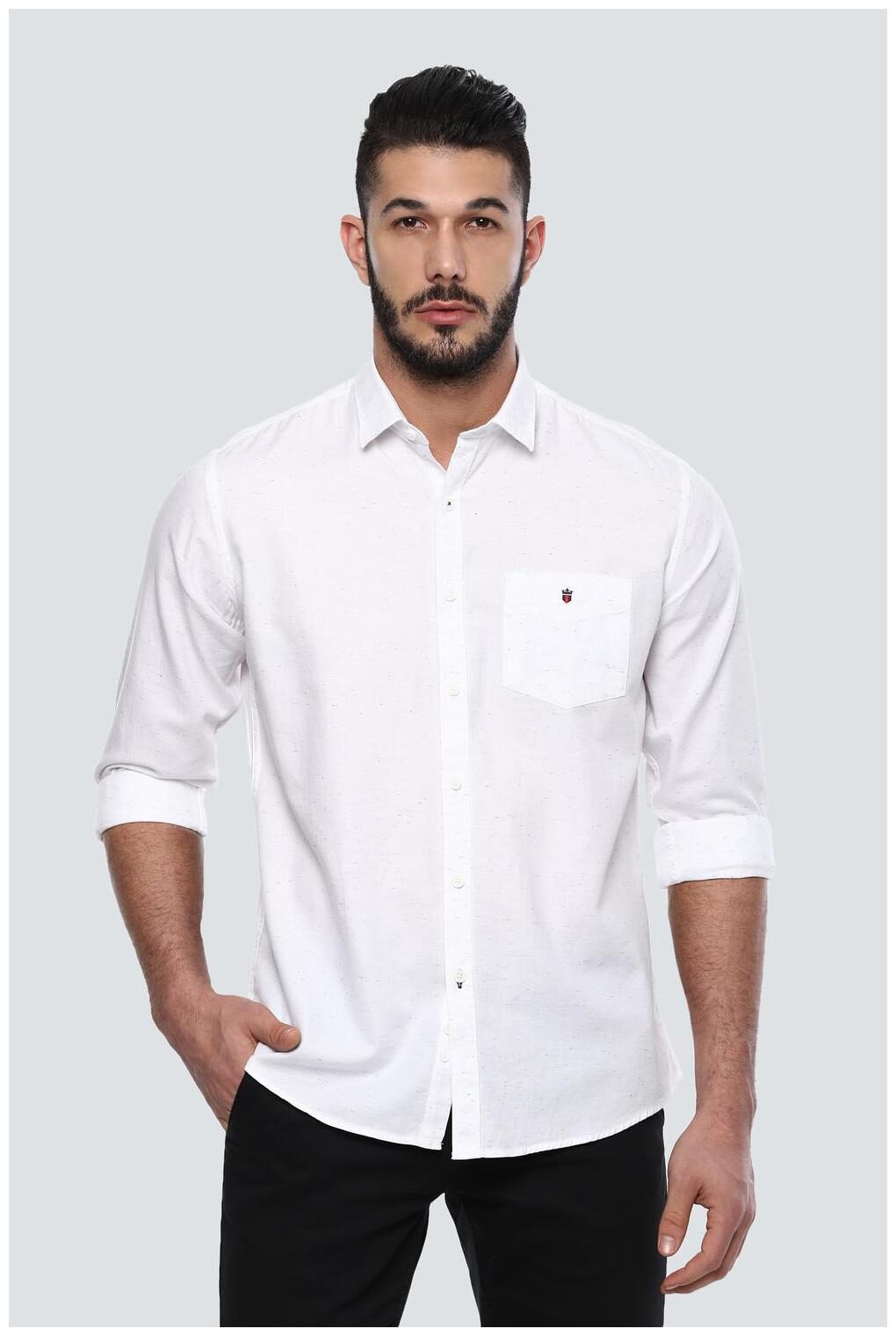 

Louis Philippe Men White Textured Slim Fit Casual Shirt