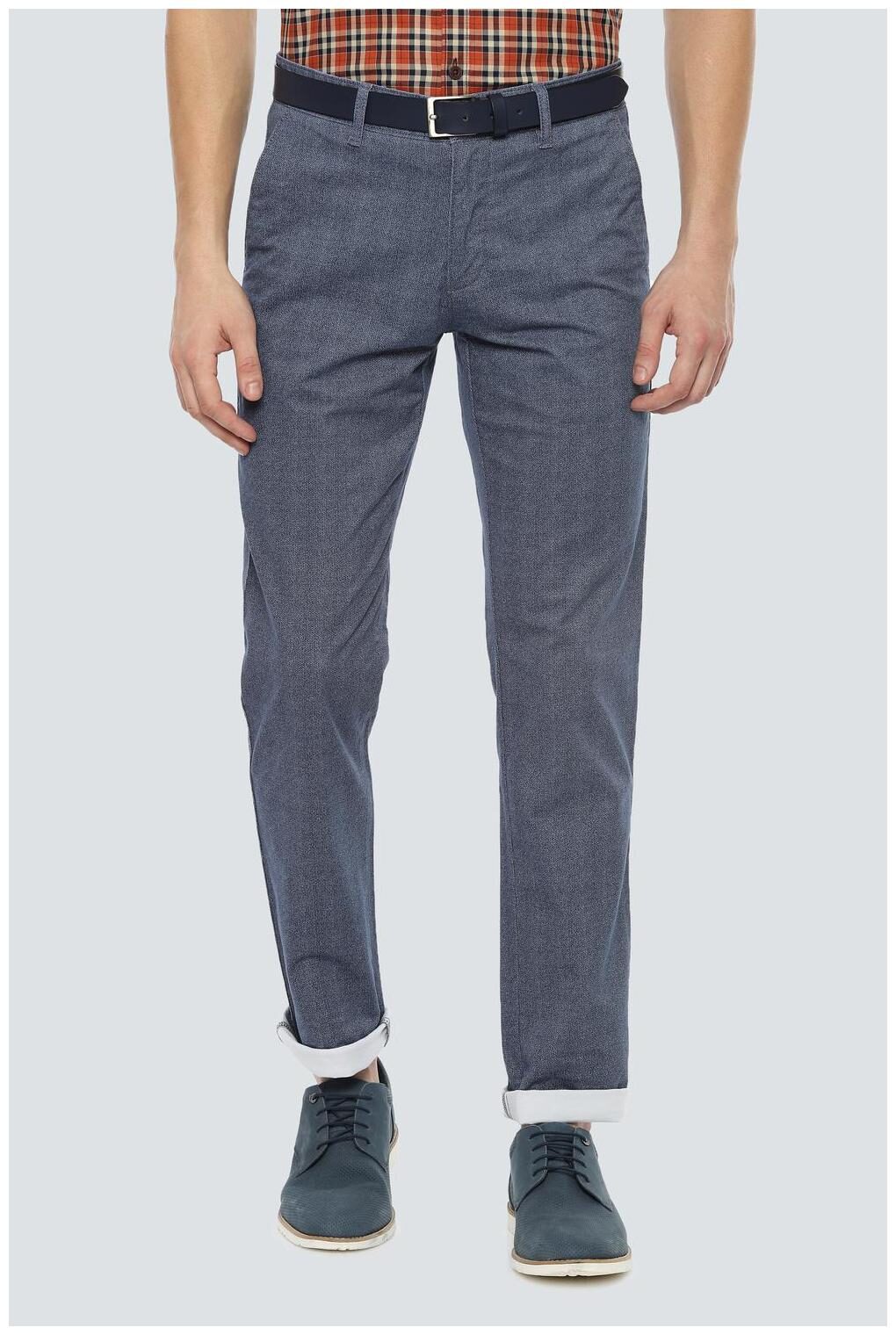 

Louis Philippe Men Blue Textured Slim fit Regular trousers