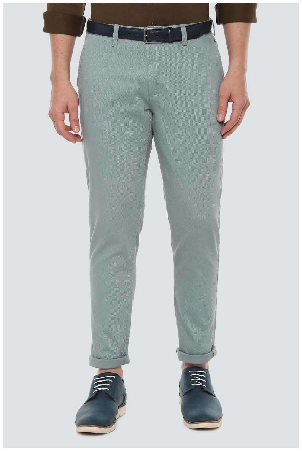 

Louis Philippe Men Grey Textured Slim fit Regular trousers