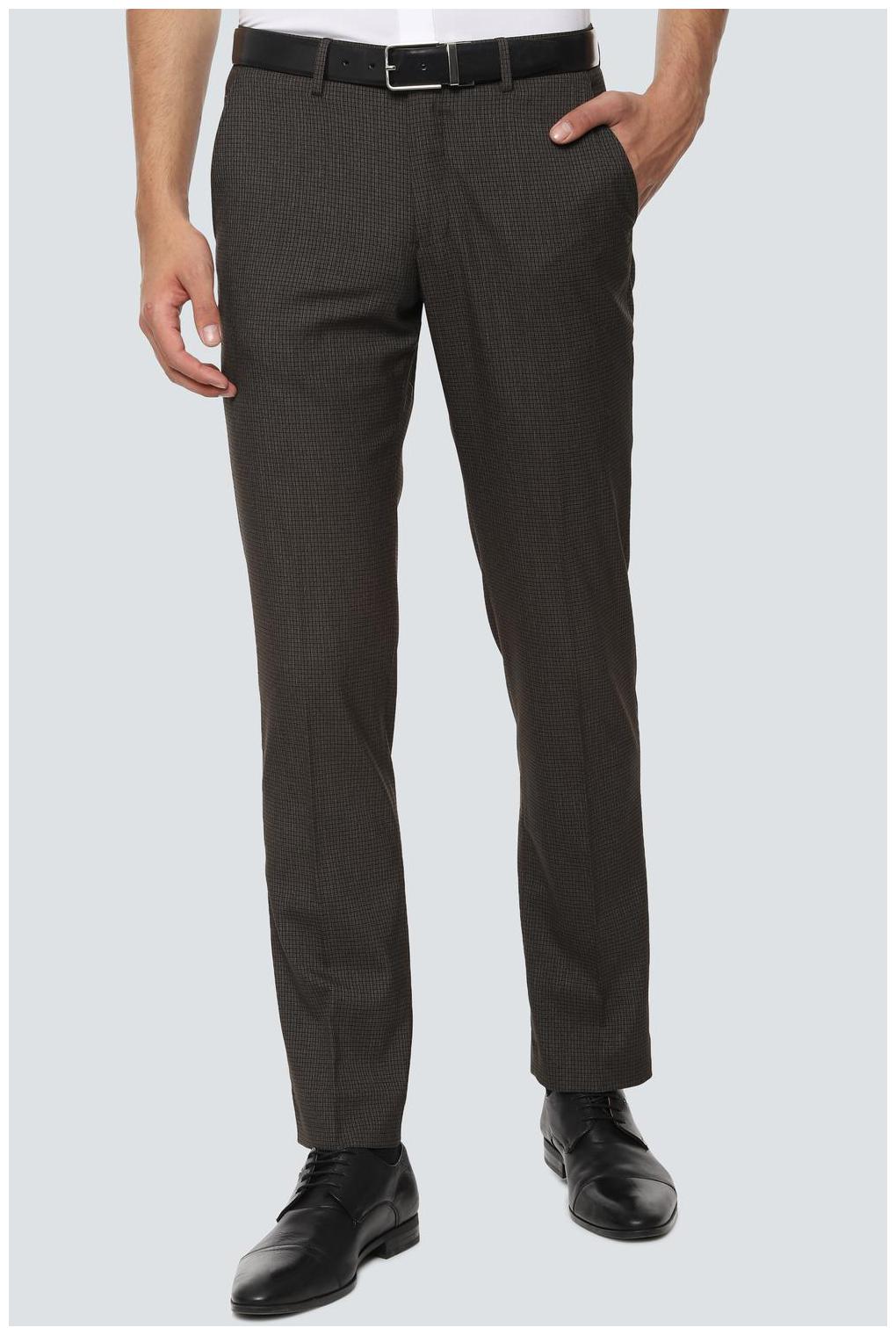 

Louis Philippe Men Checked Slim Fit Formal Trouser - Brown