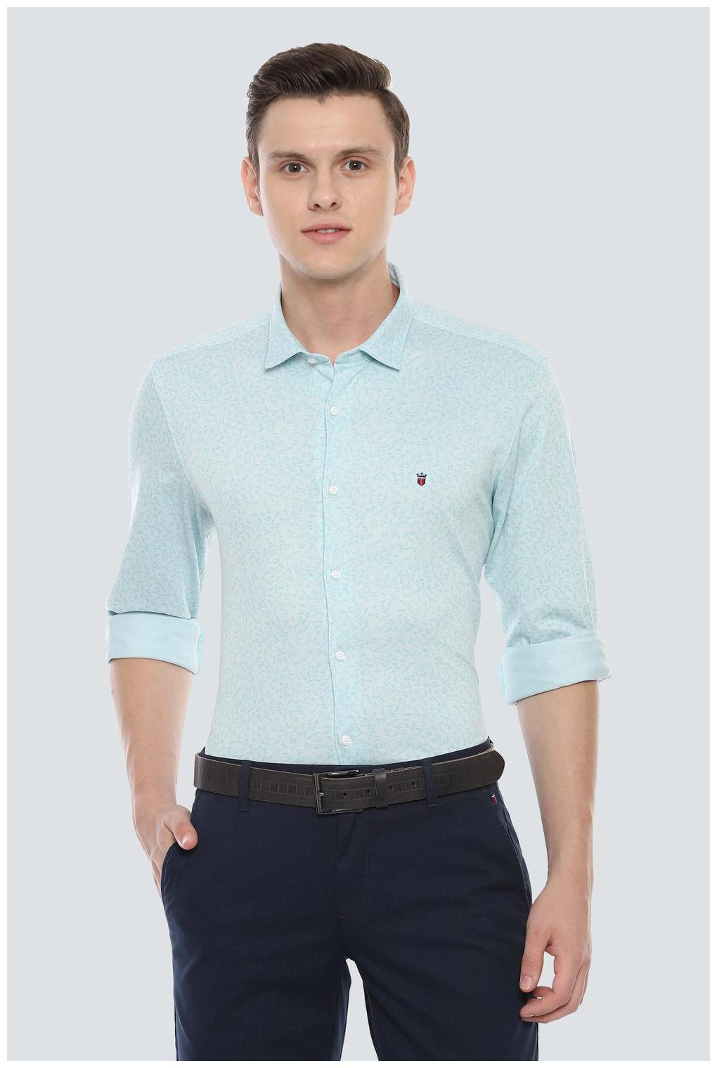 

Louis Philippe Men Blue Weaved Super Slim Fit Casual Shirt