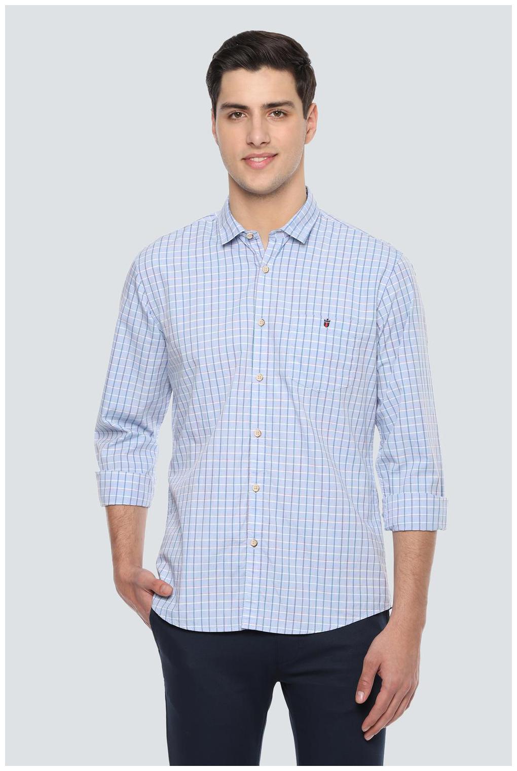 

Louis Philippe Men Blue Checked Slim Fit Casual Shirt