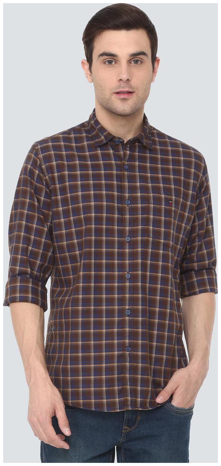

Louis Philippe Men Brown Checked Slim Fit Casual Shirt