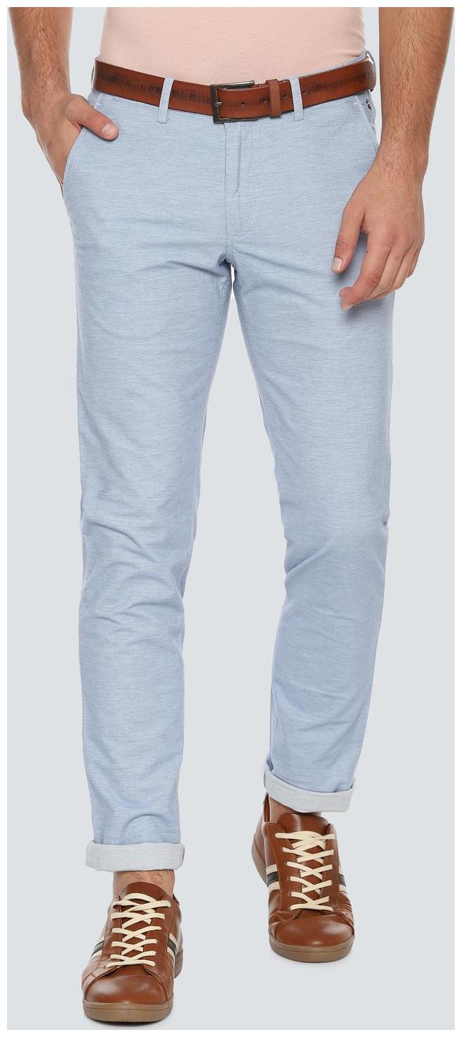 

Louis Philippe Men Blue Textured Slim fit Regular trousers