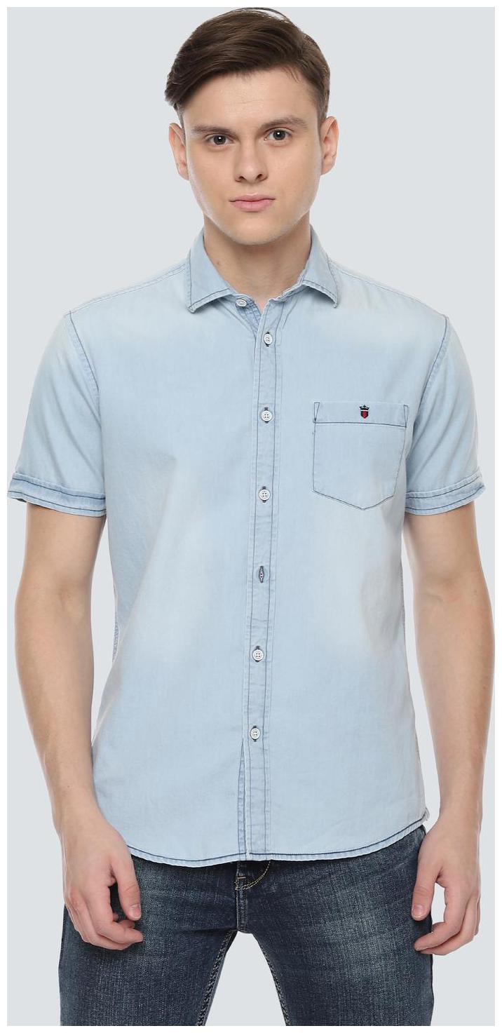 

Louis Philippe Men Blue Solid Slim Fit Casual Shirt