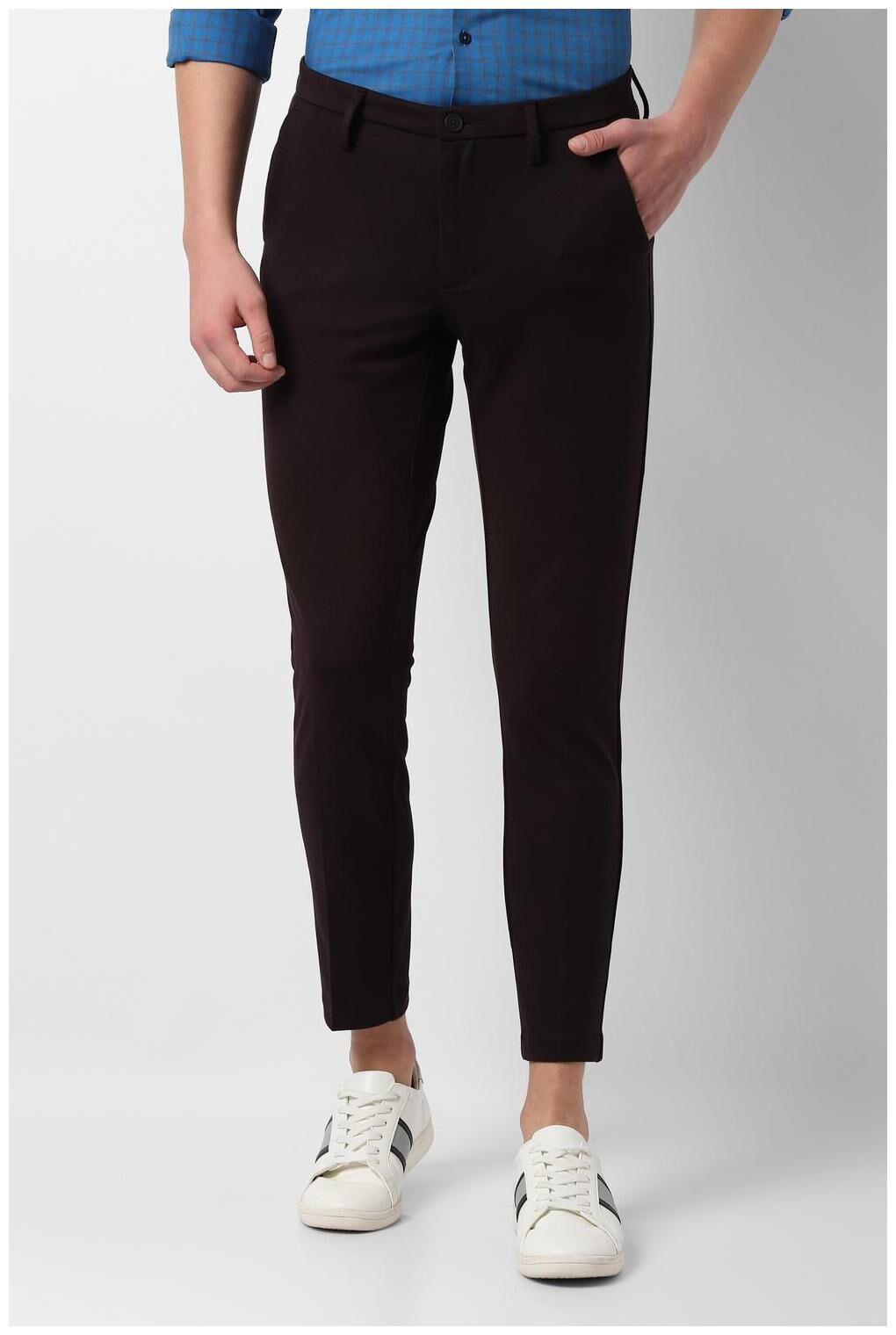 

Louis Philippe Men Maroon Solid Slim fit Regular trousers