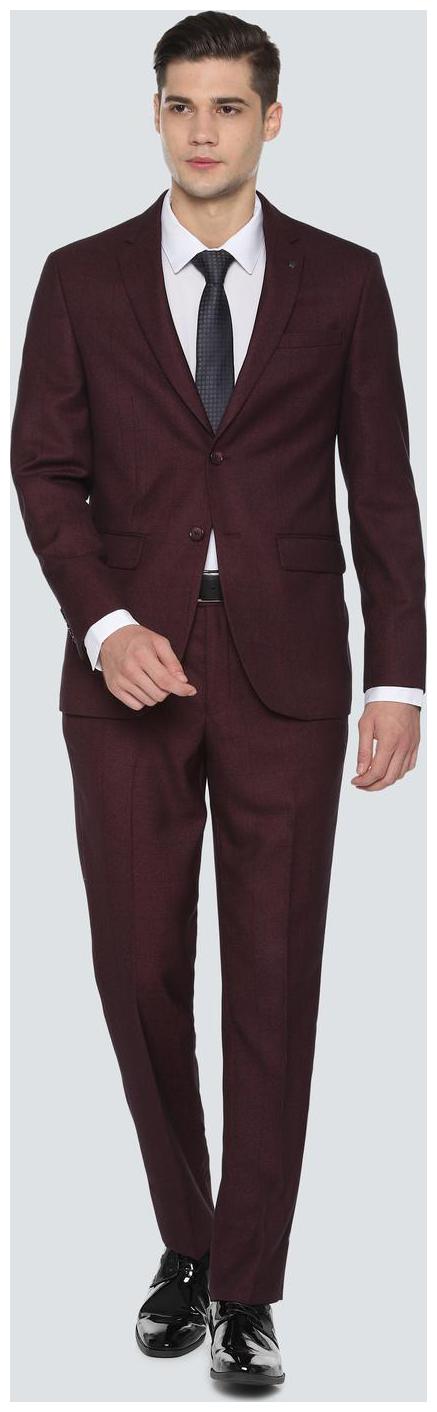 

Louis Philippe Men Blended Single Breasted Suit Maroon color