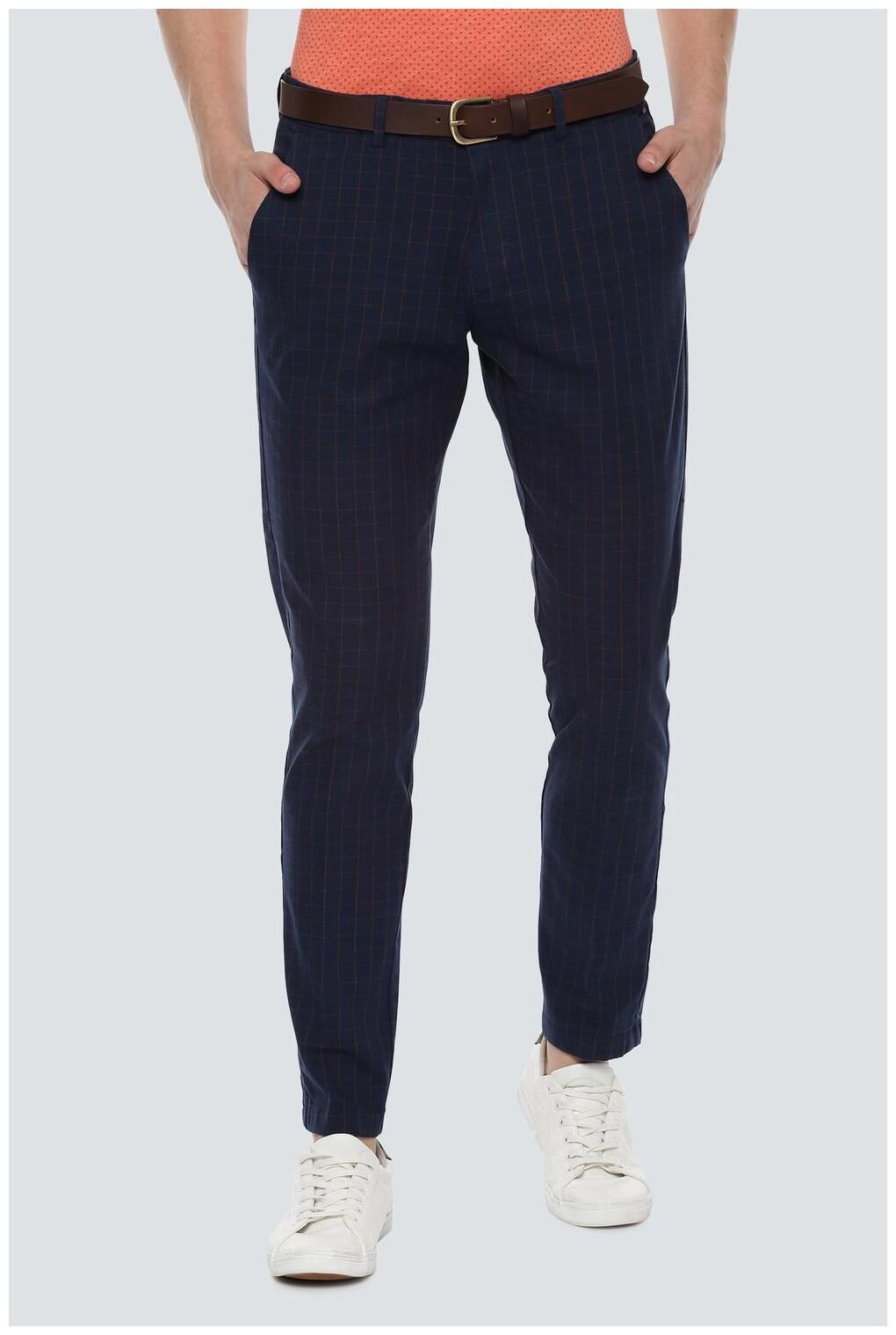 

Louis Philippe Men Blue Checked Slim fit Regular trousers