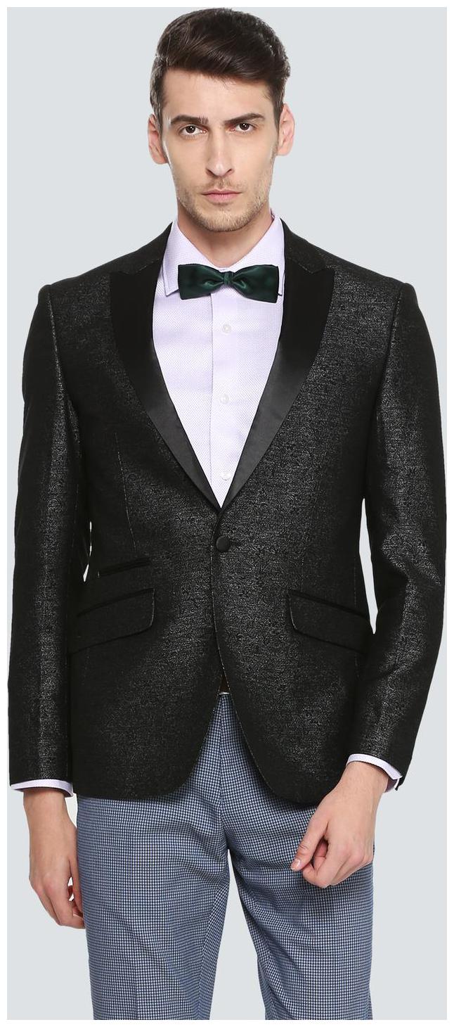 

Louis Philippe Men Black Textured Regular fit Single Breasted Blazer