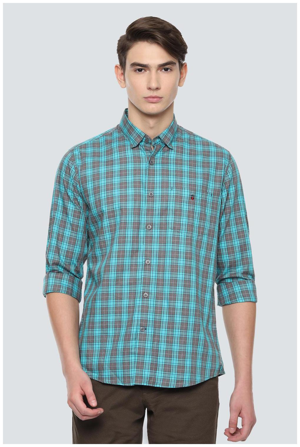 

Louis Philippe Men Blue Checked Slim Fit Casual Shirt