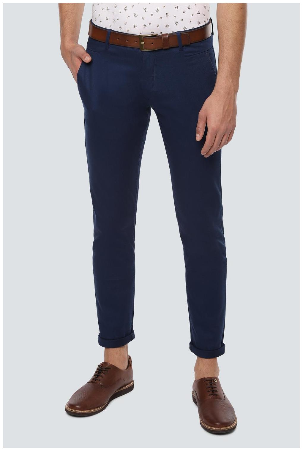 

Louis Philippe Men Blue Textured Slim fit Regular trousers