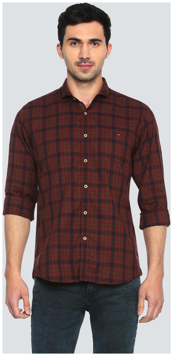 

Louis Philippe Men Maroon Checked Slim Fit Casual Shirt