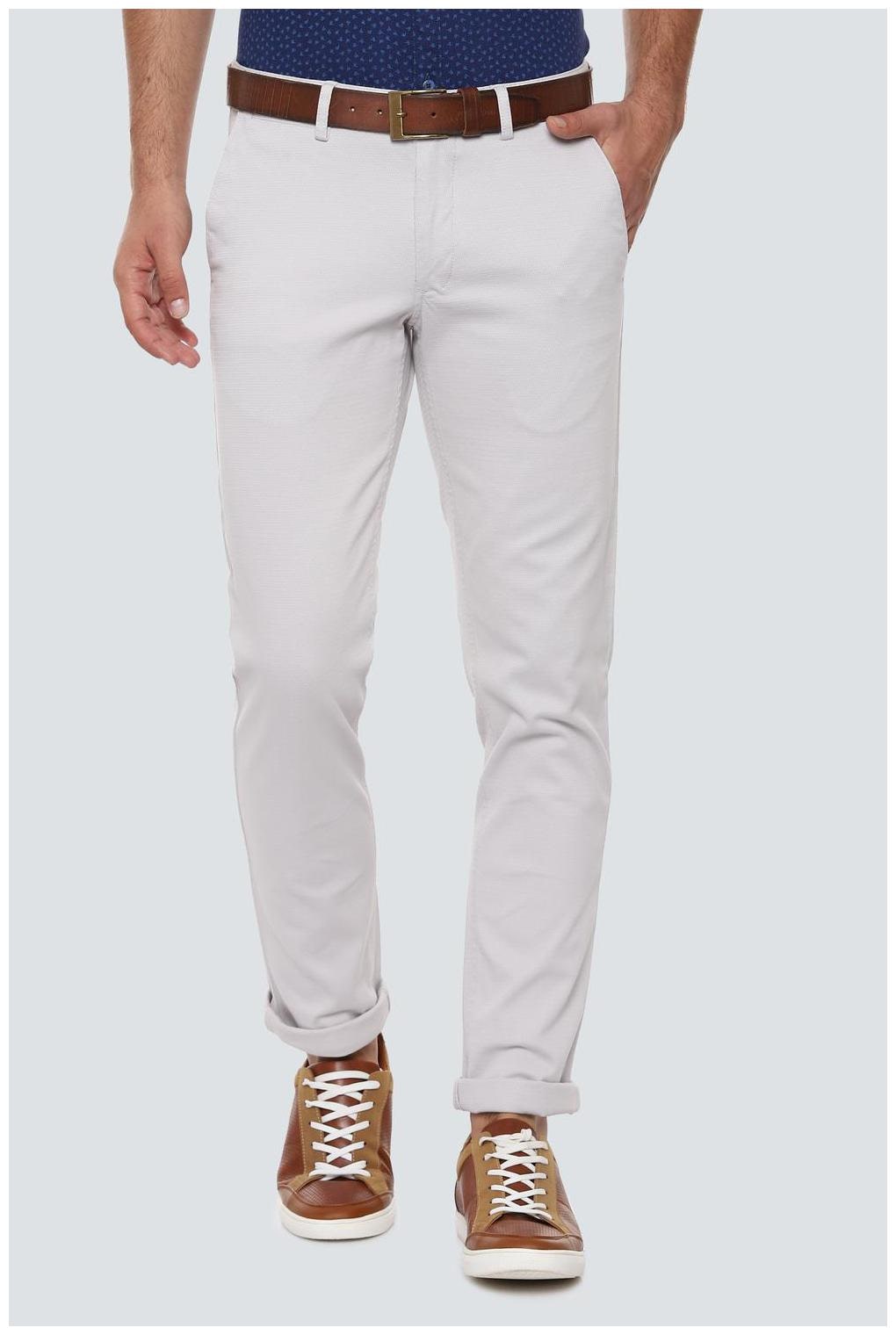 

Louis Philippe Men Grey Textured Slim fit Regular trousers