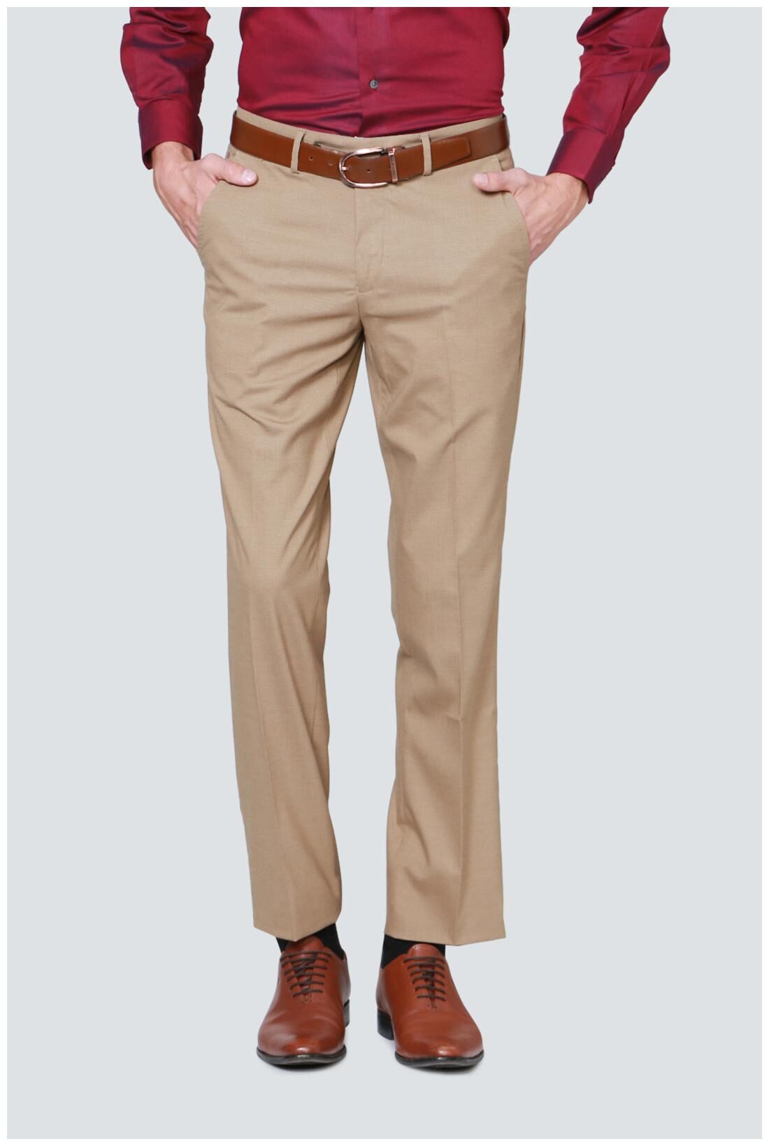 

Louis Philippe Men Textured Skinny Fit Formal Trouser - Brown