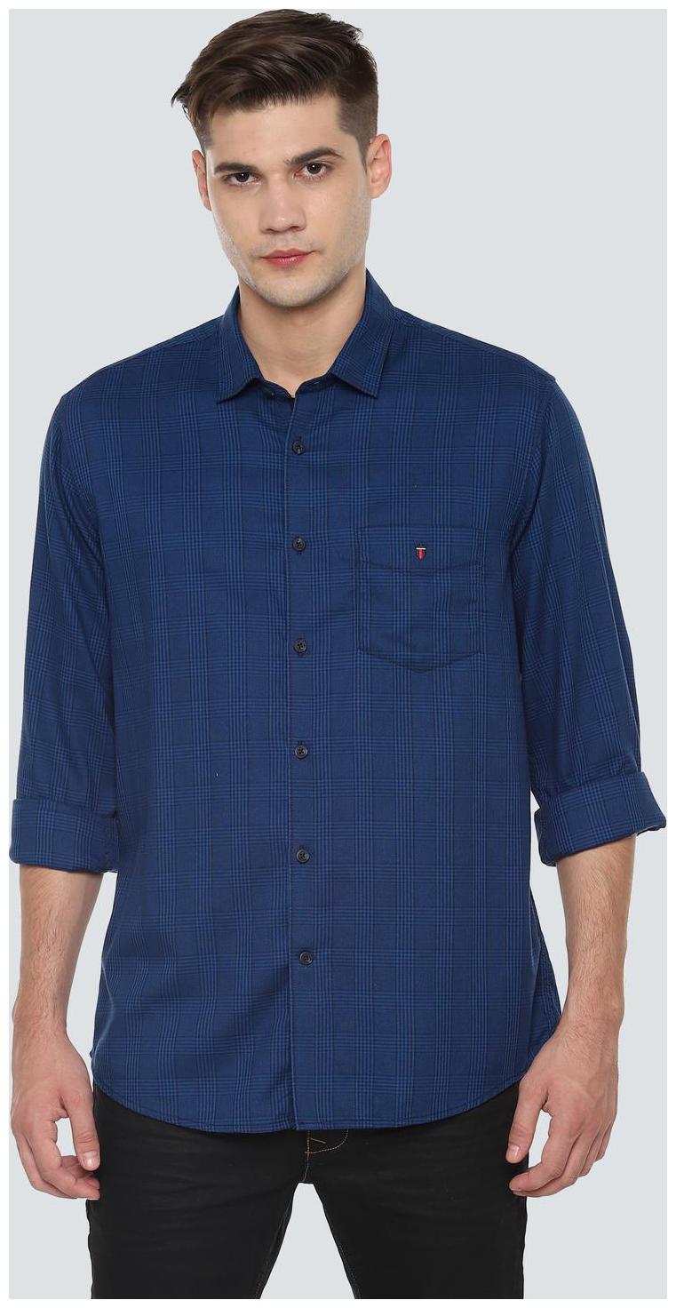

Louis Philippe Men Blue Checked Slim Fit Casual Shirt