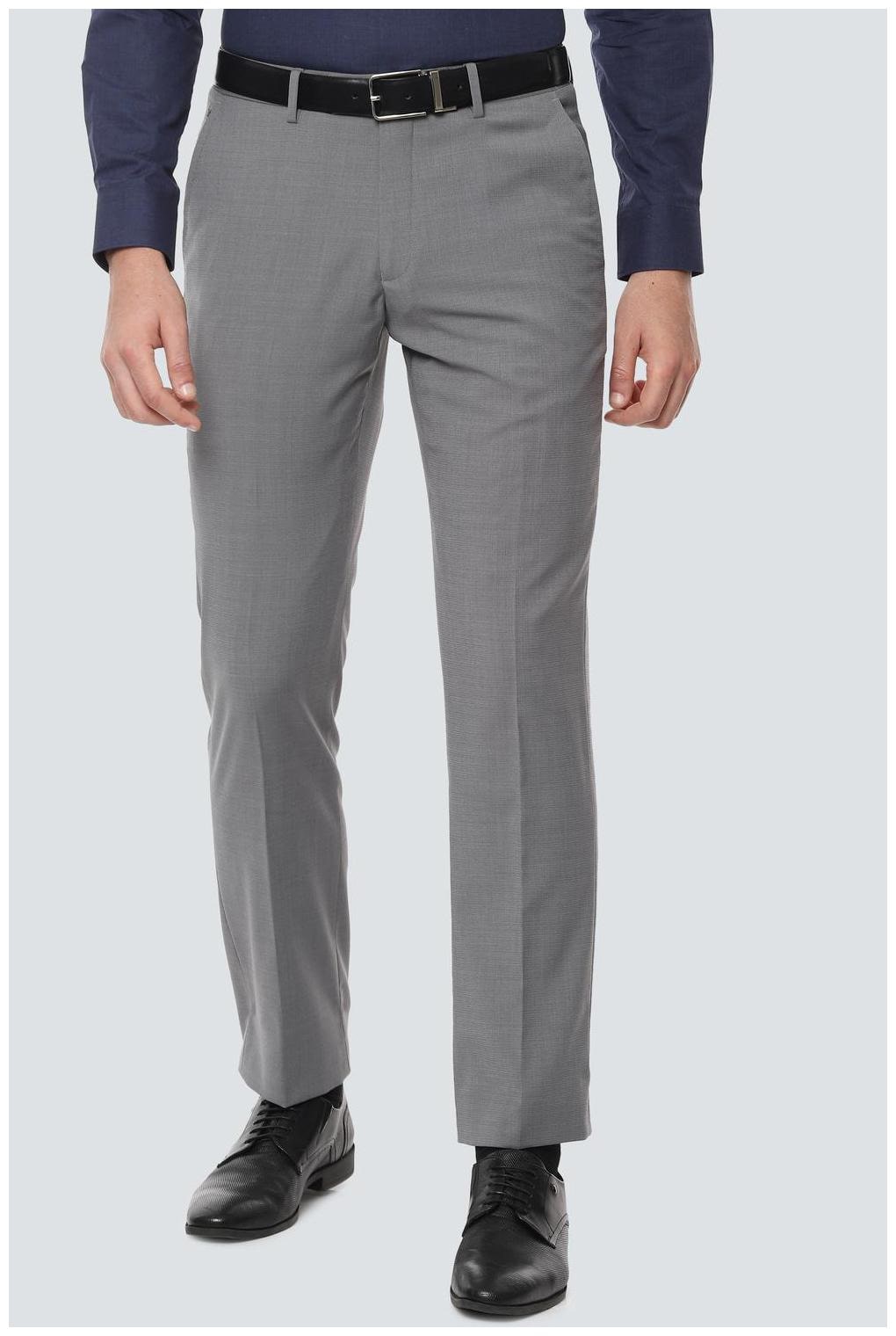 

Louis Philippe Men Textured Regular Fit Formal Trouser - Grey