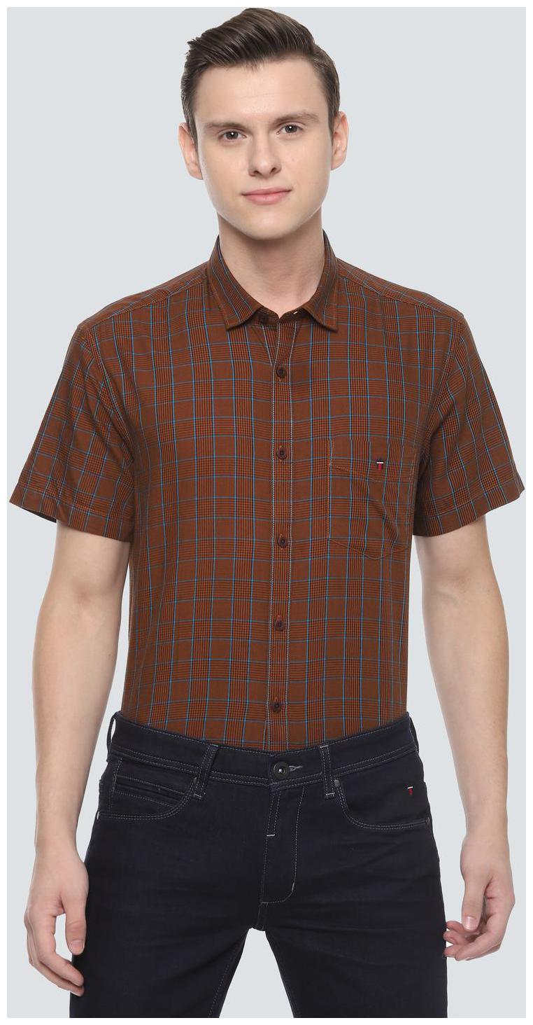 

Louis Philippe Men Brown Checked Slim Fit Casual Shirt