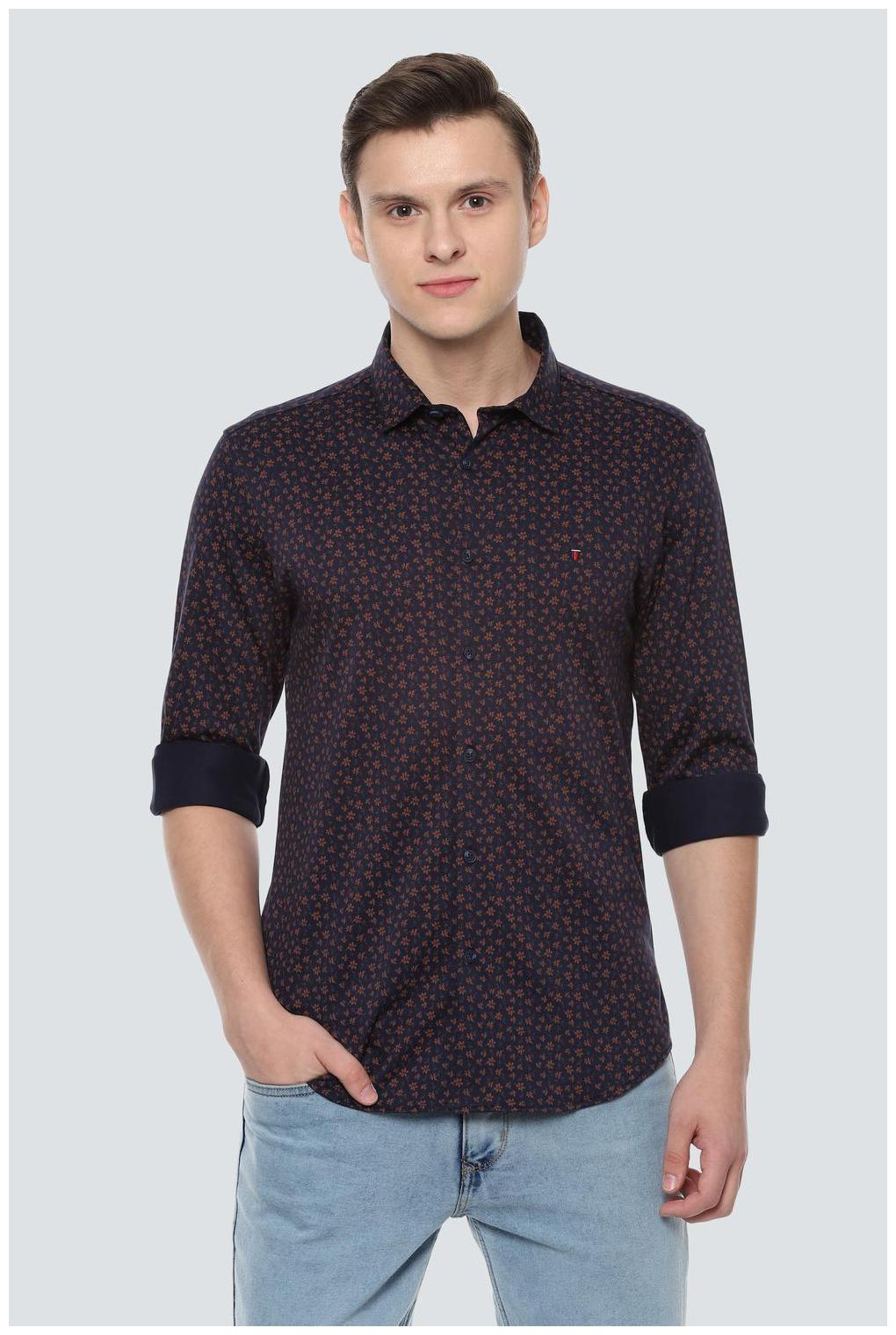 

Louis Philippe Men Blue Printed Super Slim Fit Casual Shirt