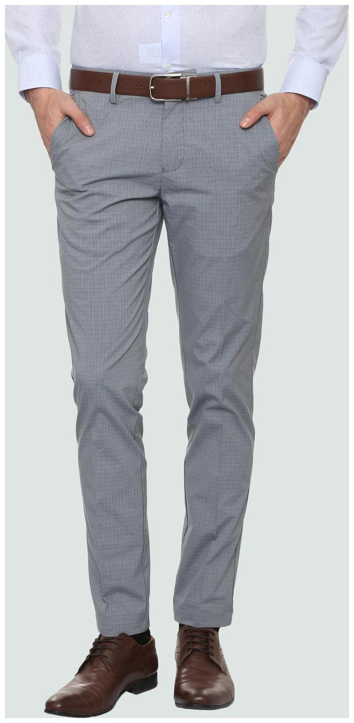 

Louis Philippe Men Checked Slim Fit Formal Trouser - Grey