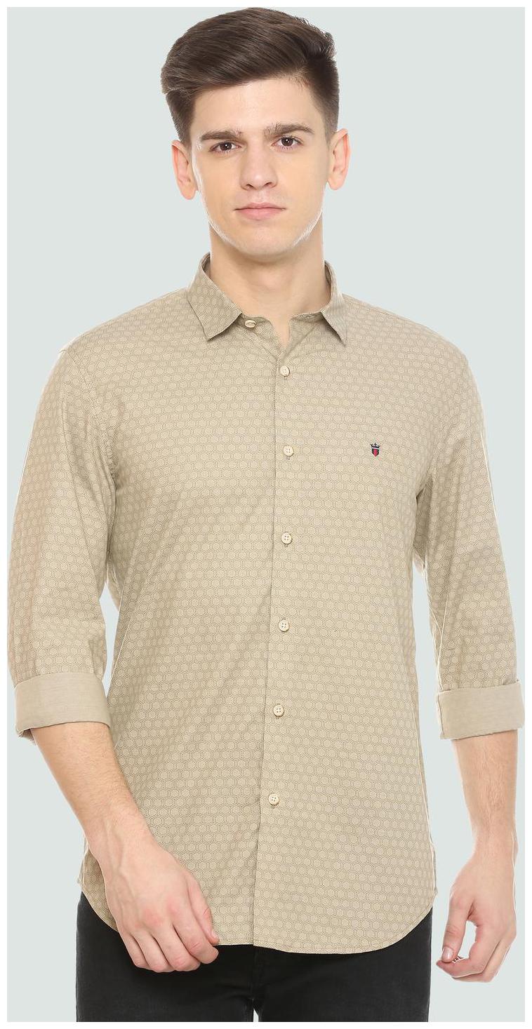 

Louis Philippe Men Beige Weaved Slim Fit Casual Shirt