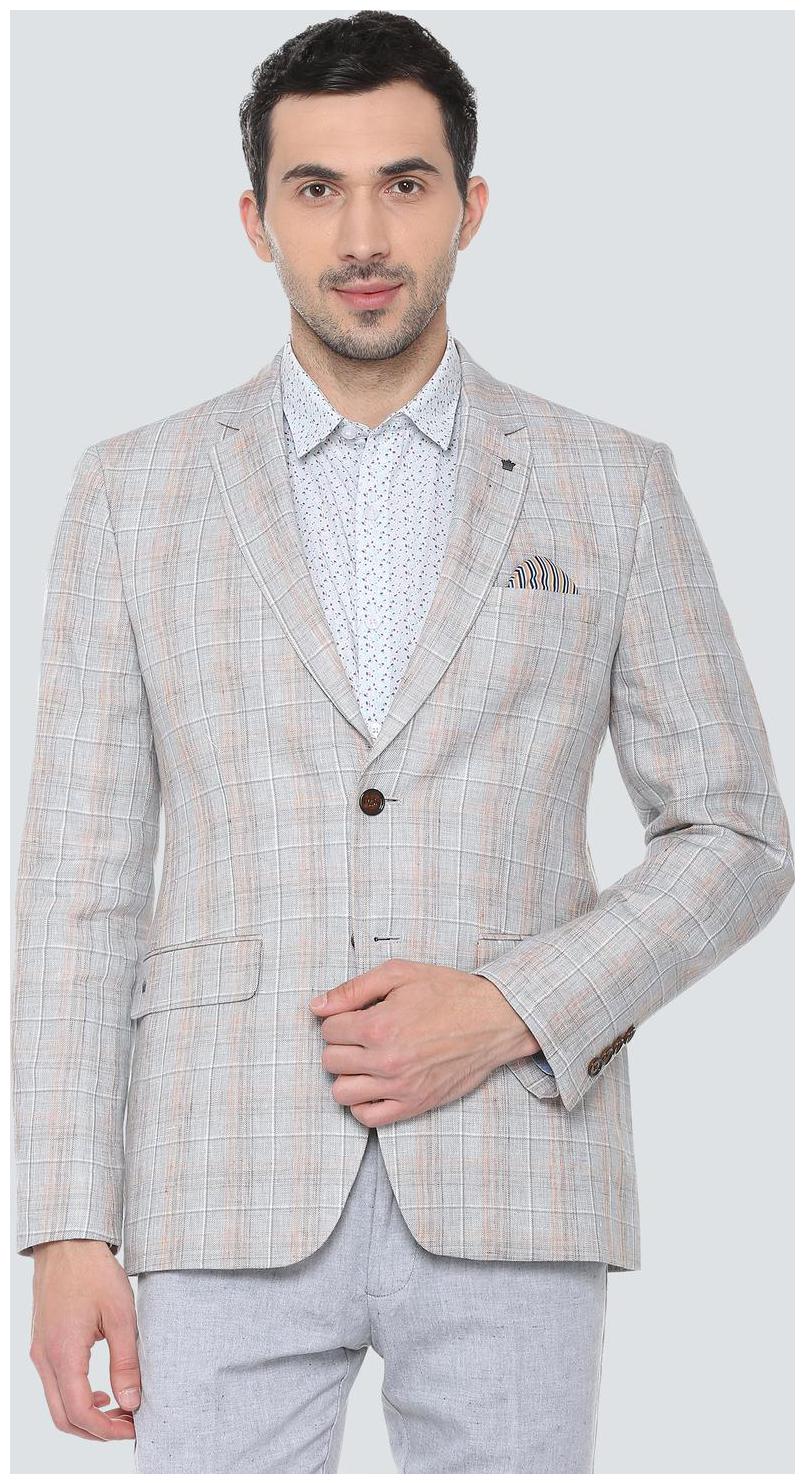 

Louis Philippe Men Grey Checked Slim fit Single Breasted Blazer