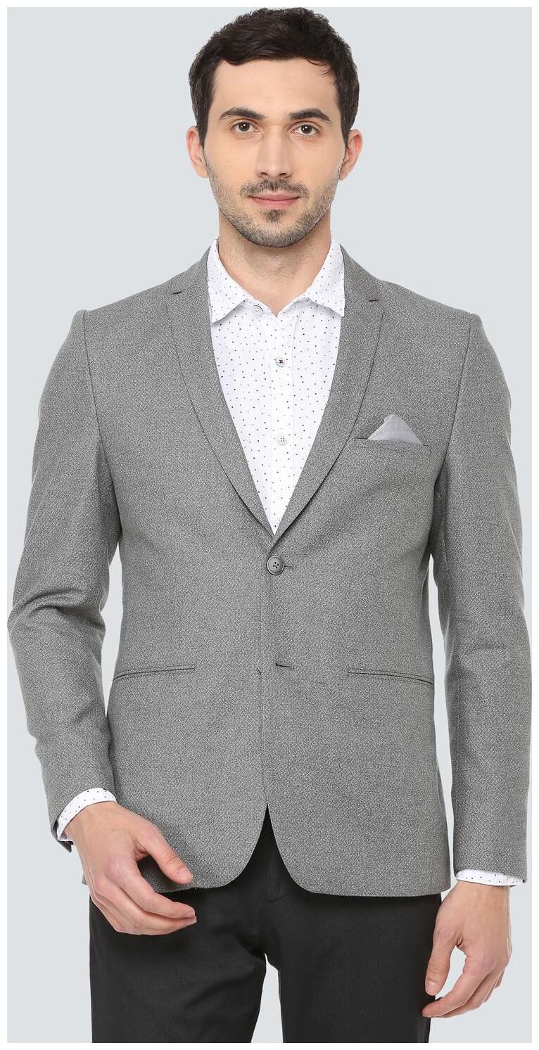 

Louis Philippe Men Grey Textured Slim fit Single Breasted Blazer