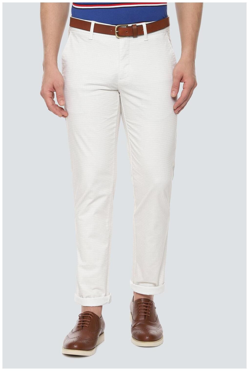 

Louis Philippe Men White Checked Slim fit Regular trousers