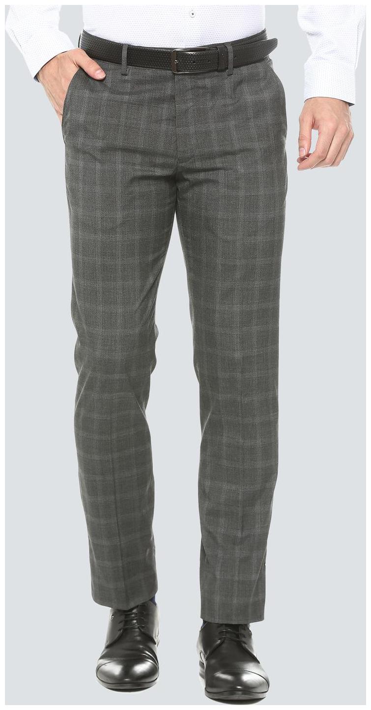 

Louis Philippe Men Checked Slim Fit Formal Trouser - Grey