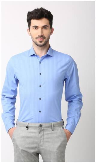 Buy Louis Philippe Men Super slim fit Formal Shirt - Blue ...