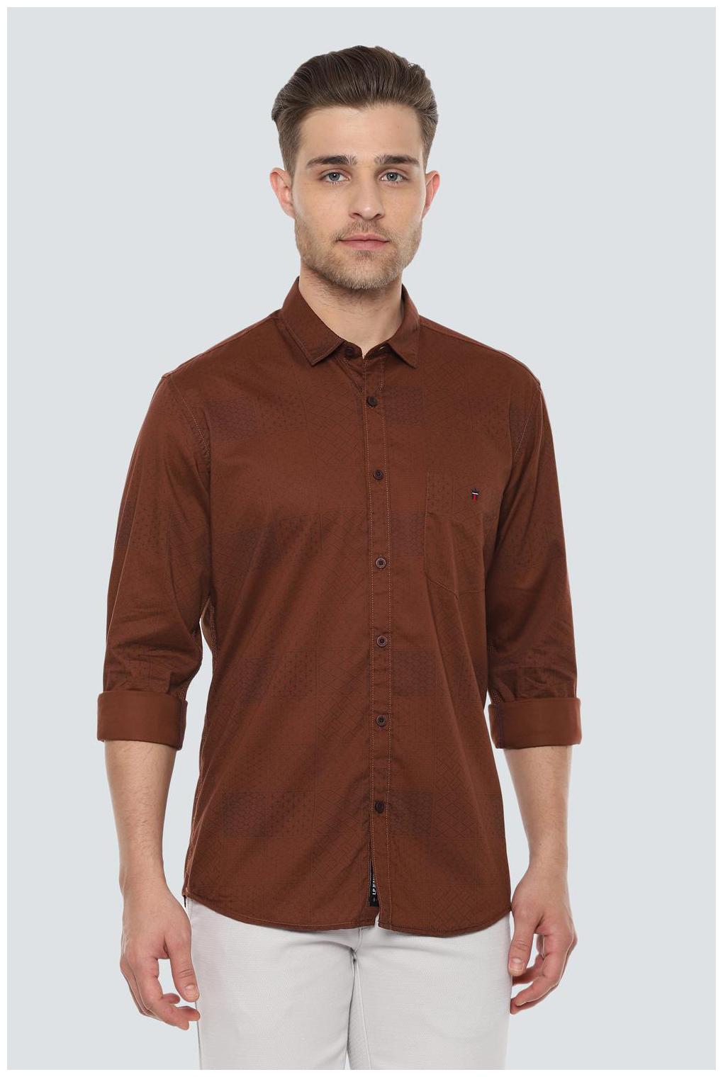 

Louis Philippe Men Brown Pinstrips Slim Fit Casual Shirt