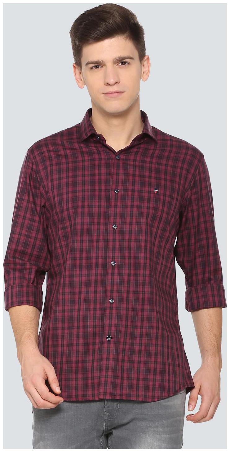 

Louis Philippe Men Purple Checked Slim Fit Casual Shirt
